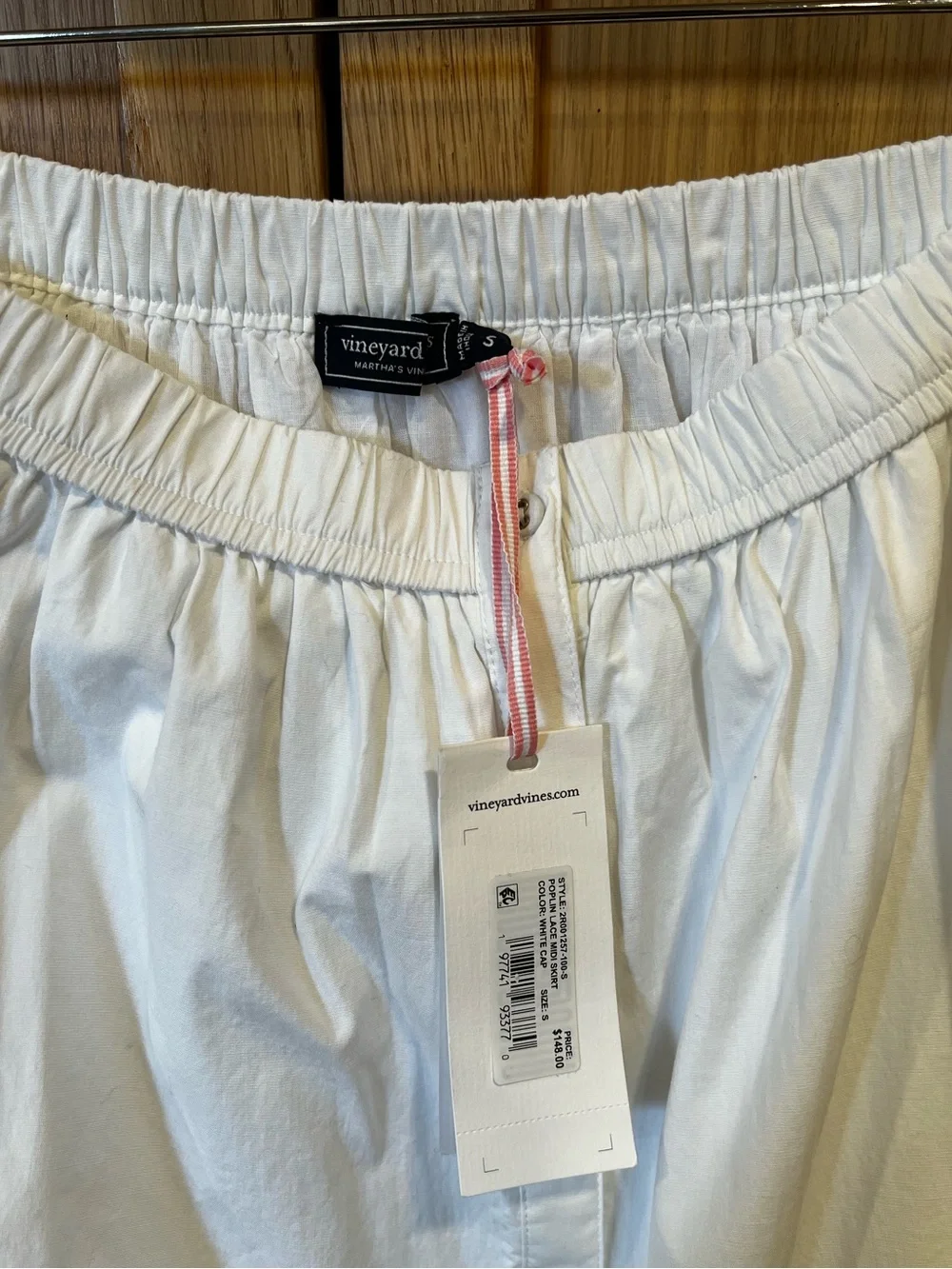 Vineyard Vines Cotton Poplin Lace Midi Skirt White Cap Size Small NWT* Coastal - Picture 2 of 6